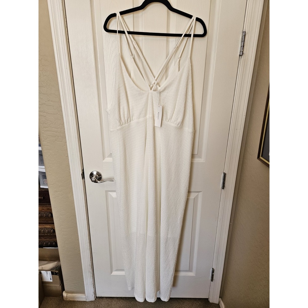 NWT Refinity by City Chic White Sleeveless Criss Cross Straps Maxi Dress, XXL